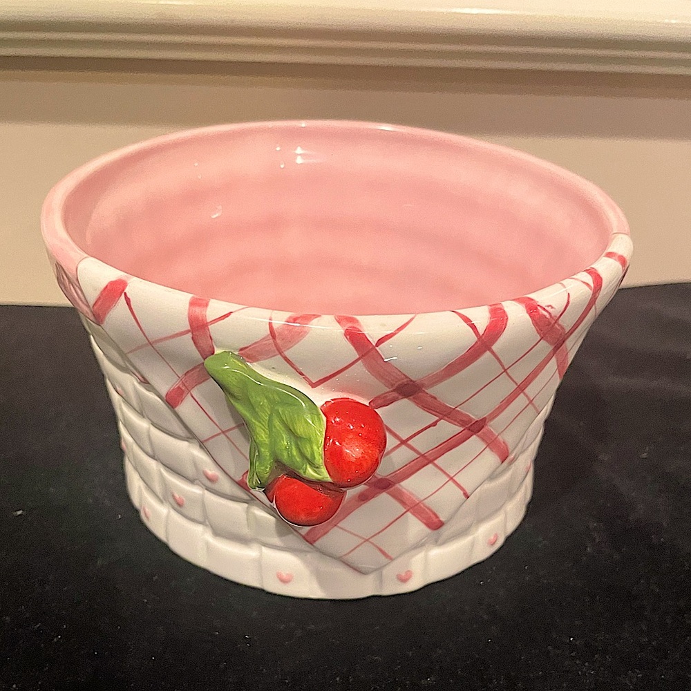 Vintage ceramic container with cherry motif